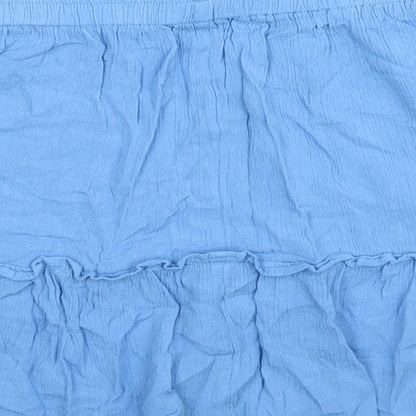 Primark Womens Blue Viscose Flare Skirt Size 6 Drawstring