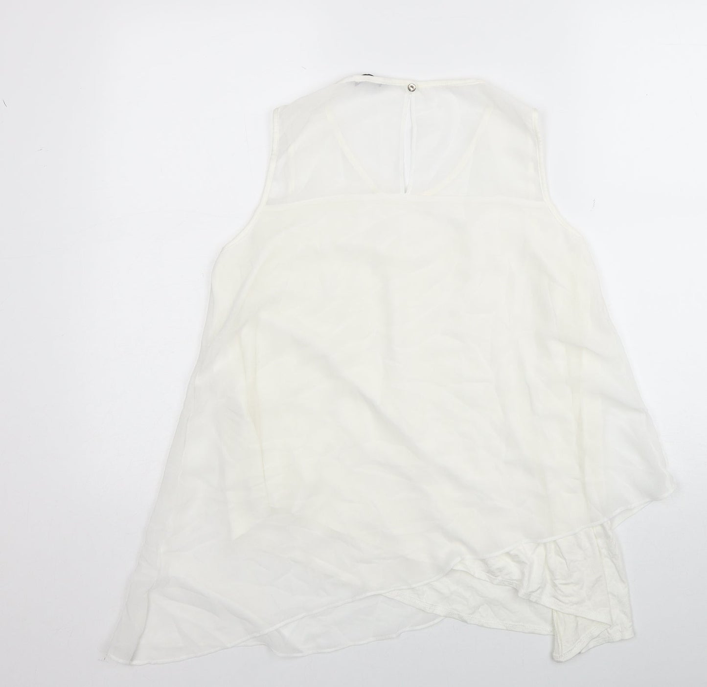 TU Womens White Polyester Basic Blouse Size 10 Scoop Neck