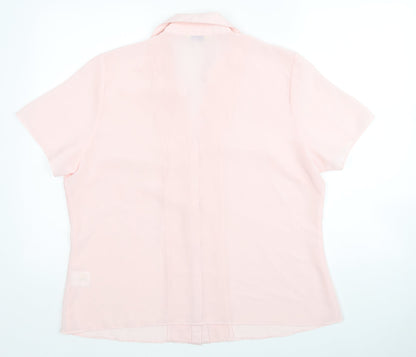 Preloved Classics Womens Pink Polyester Basic Button-Up Size 16 Collared - Back