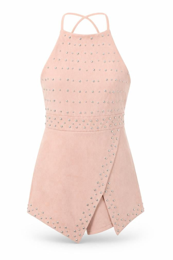 Missguided Womens Pink Polyester Playsuit One-Piece Size 6 Zip