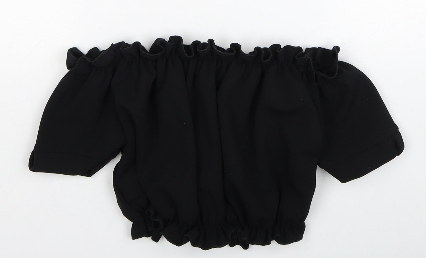 New Look Womens Black Polyester Cropped Blouse Size 8 Off the Shoulder
