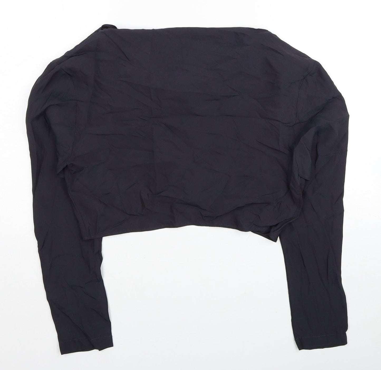 Zara Womens Black Viscose Cropped Blouse Size S Boat Neck