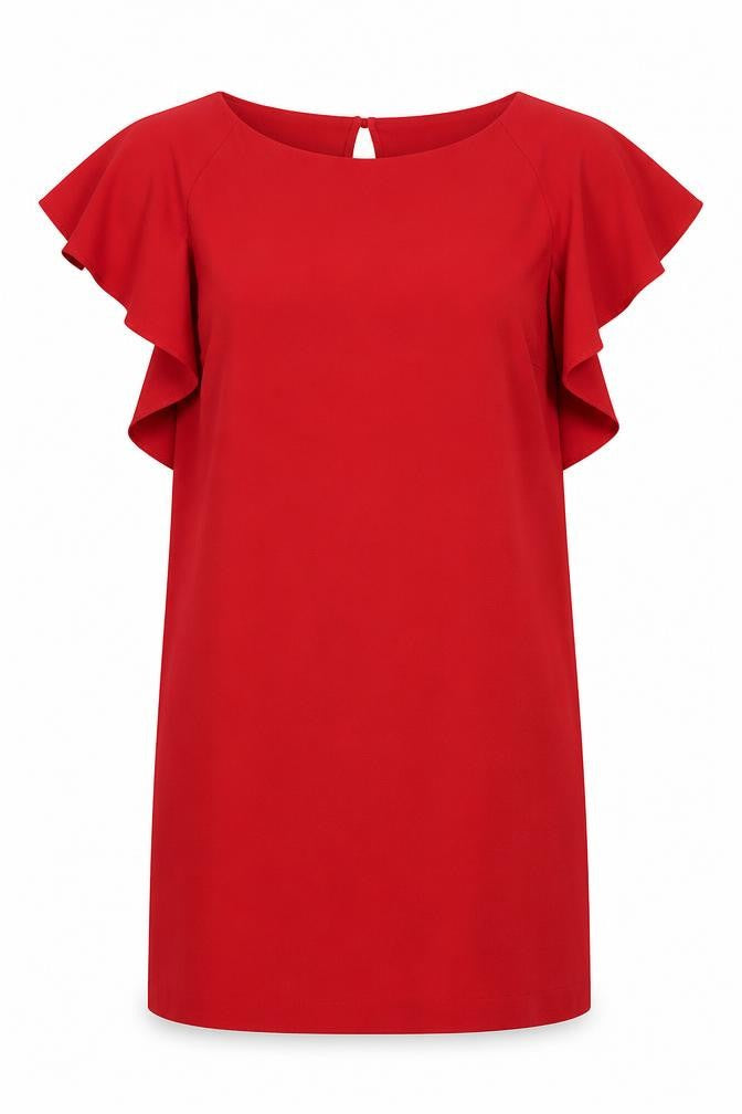 Zara Womens Red Polyester Shift Size S Boat Neck Button