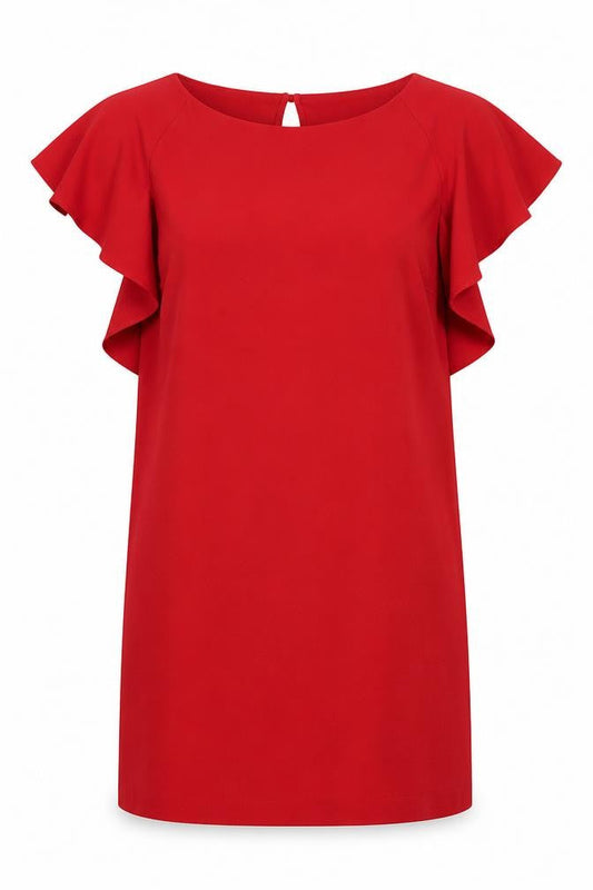 Zara Womens Red Polyester Shift Size S Boat Neck Button