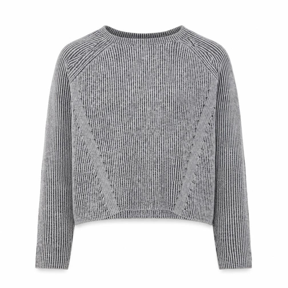 Jack Wills Womens Grey Round Neck Striped Cotton Pullover Jumper Size 8