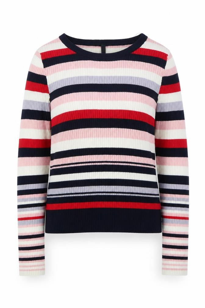 H&M Womens Multicoloured Scoop Neck Striped Acrylic Pullover Jumper Size L