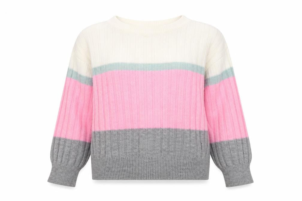 Papaya Womens Multicoloured Round Neck Striped Acrylic Pullover Jumper Size S