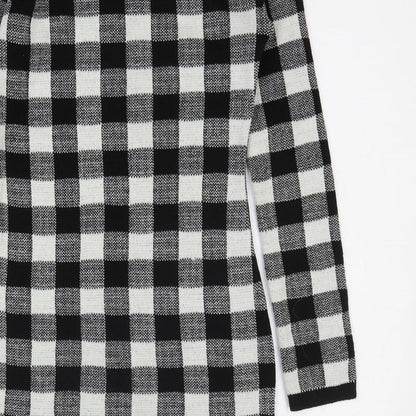 Boohoo Womens Black Check Acrylic Jumper Dress Size S Roll Neck Pullover