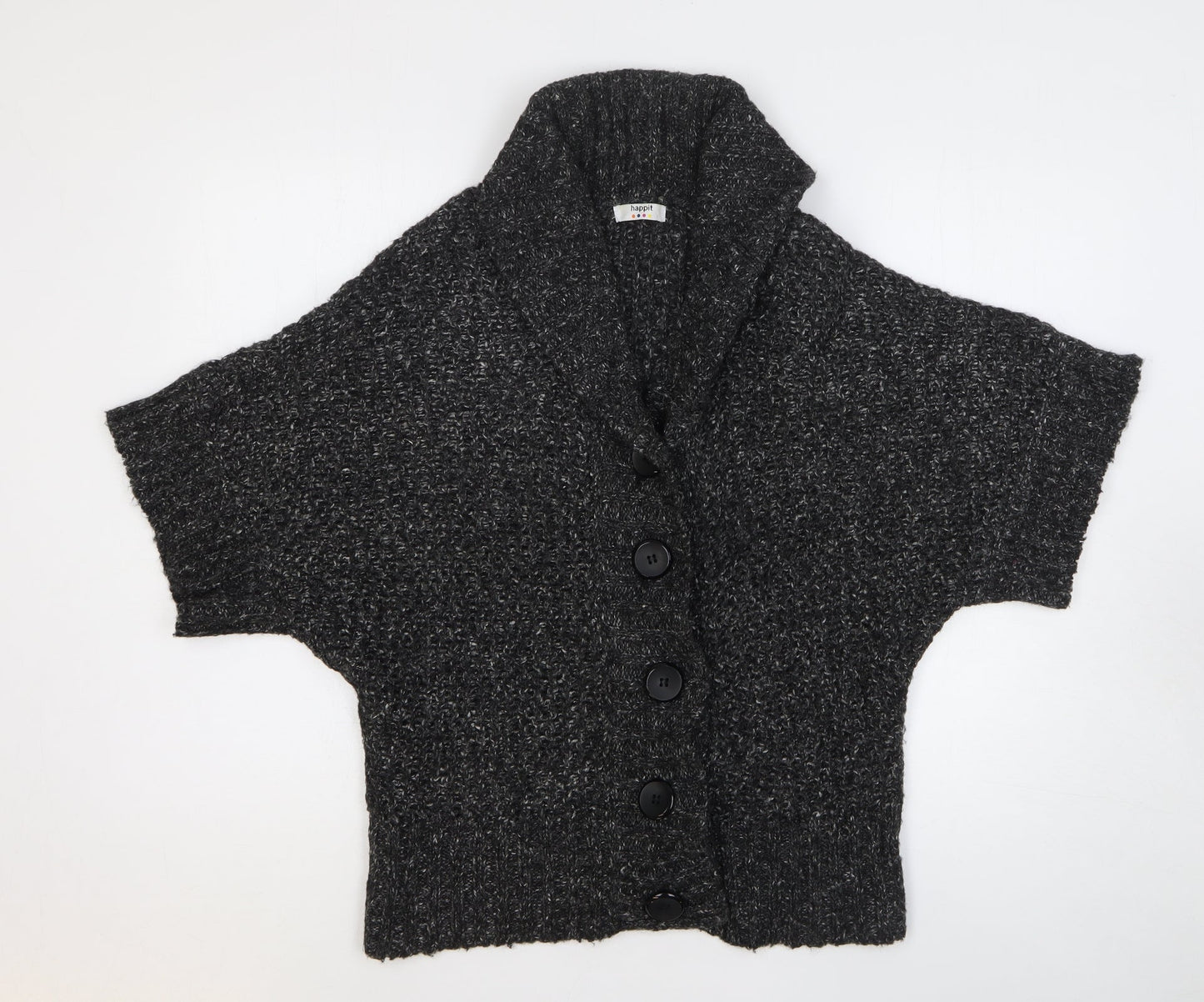 Happit Womens Grey V-Neck Acrylic Cardigan Jumper Size M