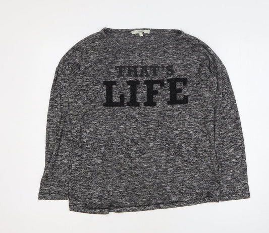 NEXT Womens Grey Viscose Basic T-Shirt Size 12 Round Neck - That's Life