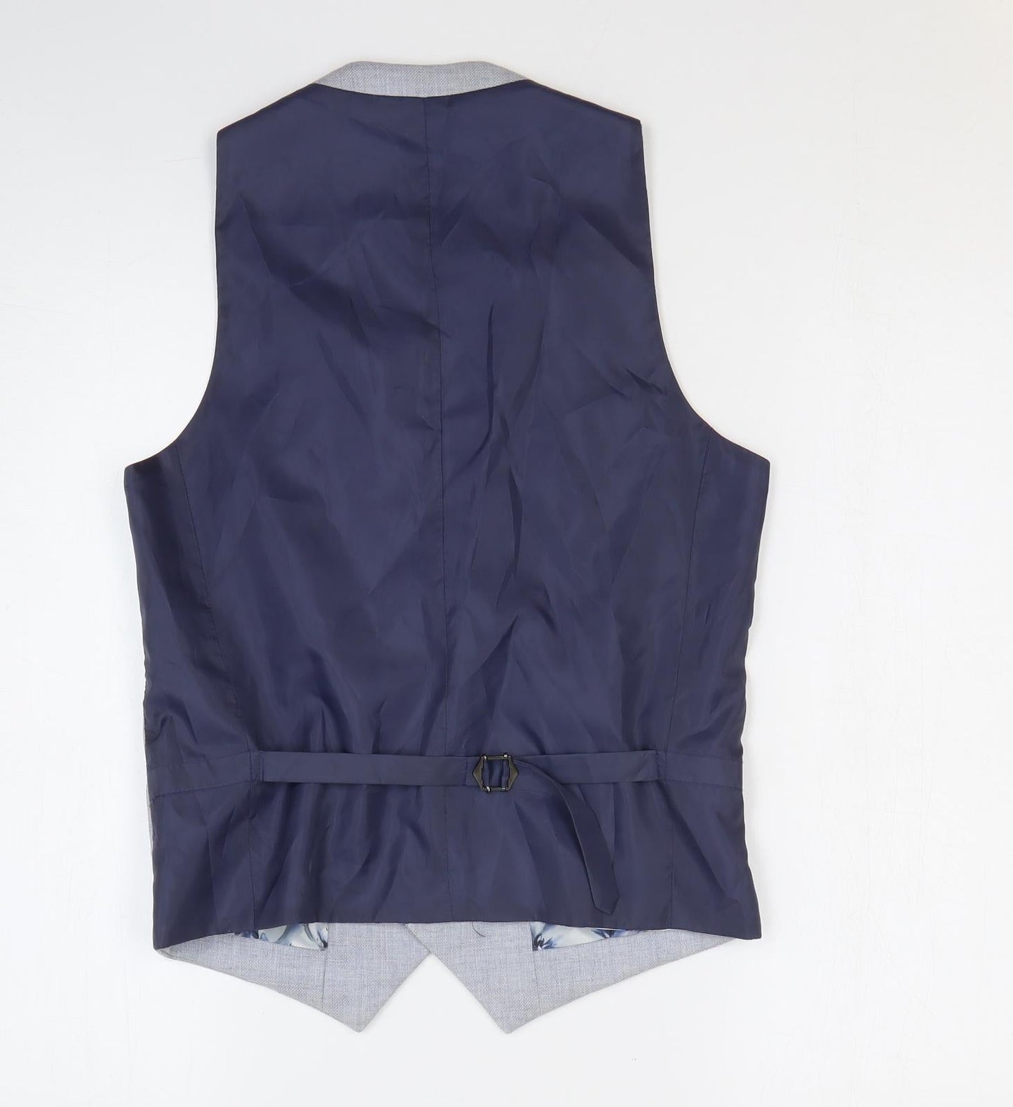 Harry Brown Mens Blue Geometric Polyester Tuxedo Suit Waistcoat Size 36