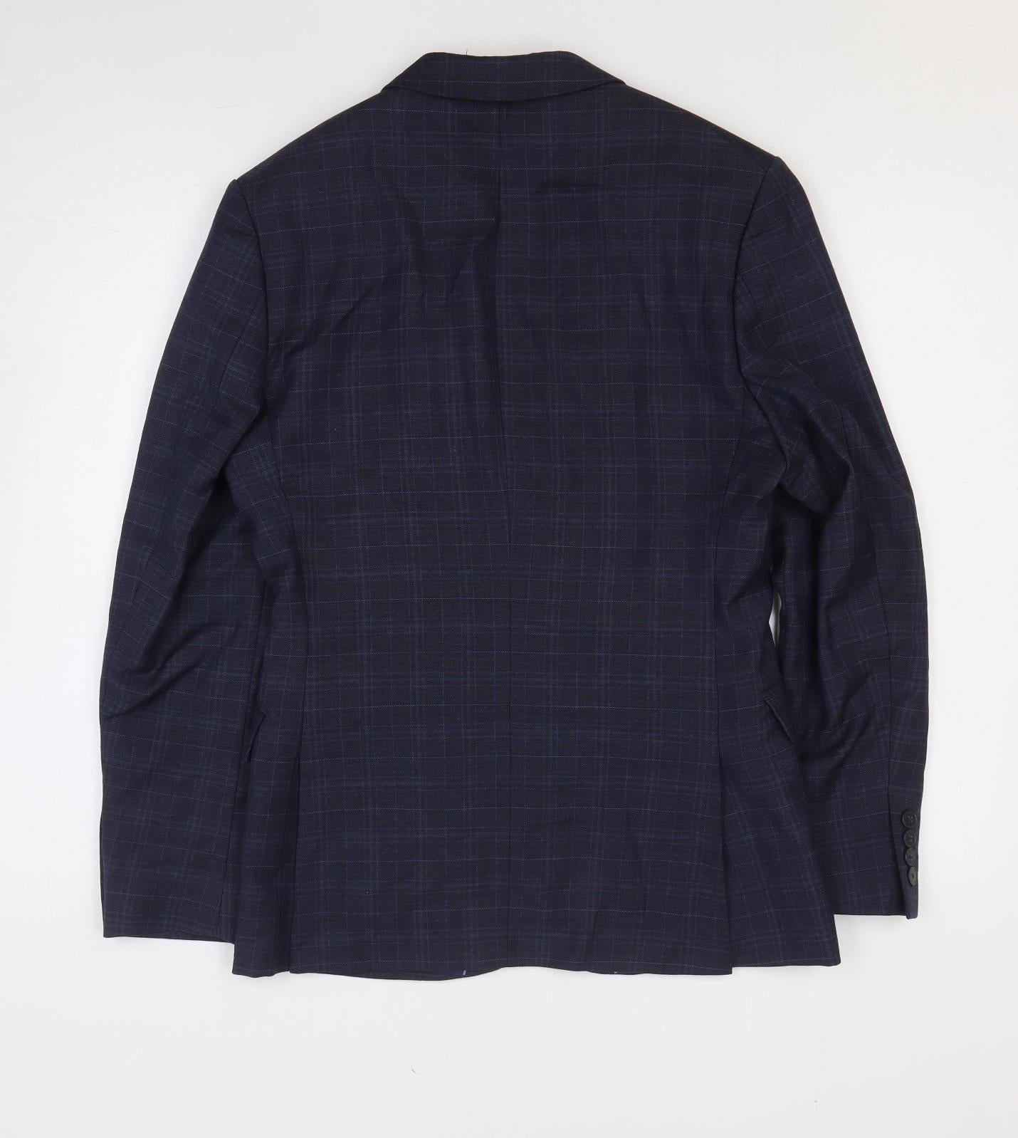 Woolrich Mens Blue Geometric Wool Jacket Suit Jacket Size 36