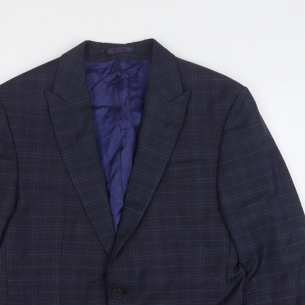 Woolrich Mens Blue Geometric Wool Jacket Suit Jacket Size 36
