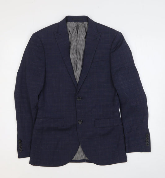 NEXT Mens Blue Geometric Polyester Jacket Suit Jacket Size 34