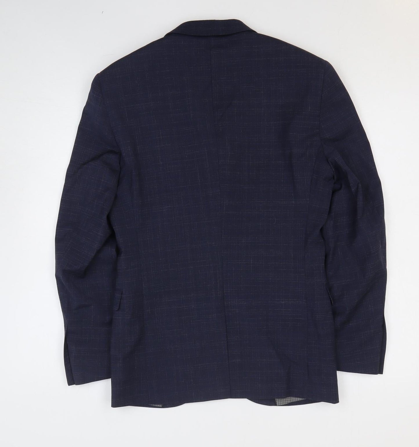NEXT Mens Blue Geometric Polyester Jacket Suit Jacket Size 34
