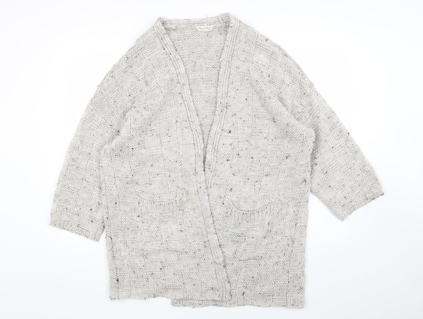 Miss Selfridge Womens Grey V-Neck Acrylic Cardigan Jumper Size 12