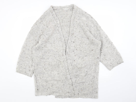 Miss Selfridge Womens Grey V-Neck Acrylic Cardigan Jumper Size 12