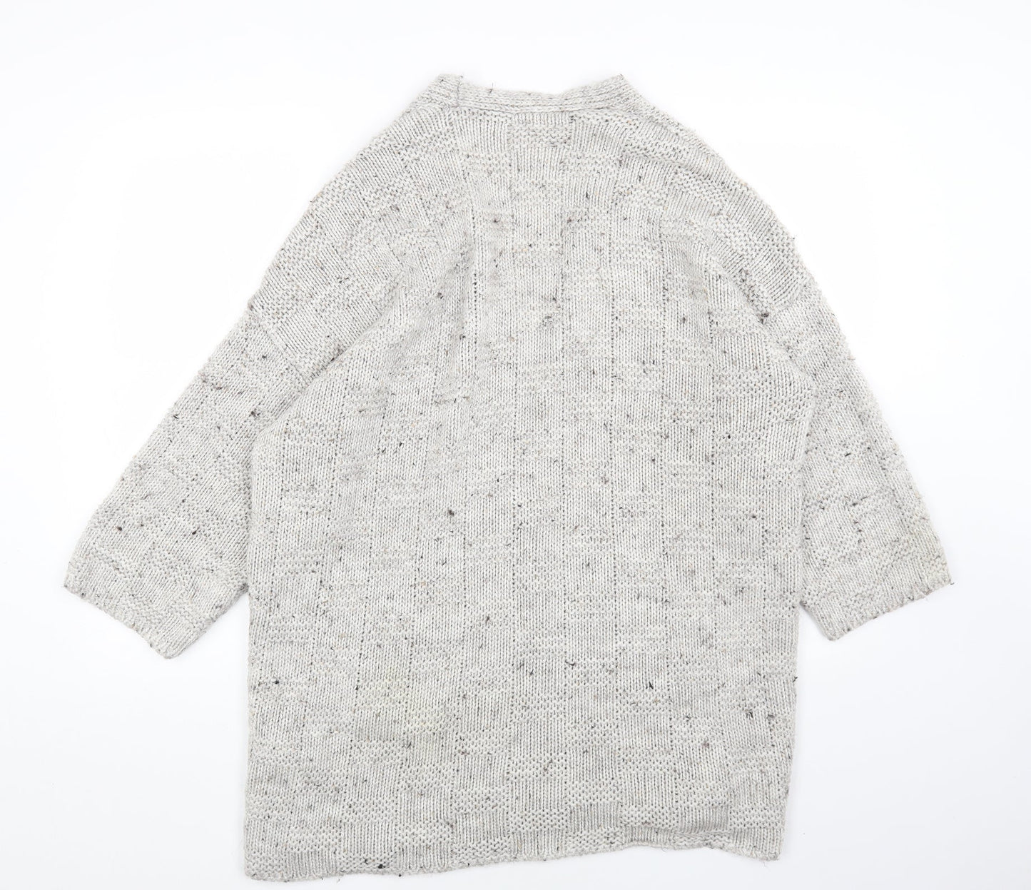 Miss Selfridge Womens Grey V-Neck Acrylic Cardigan Jumper Size 12