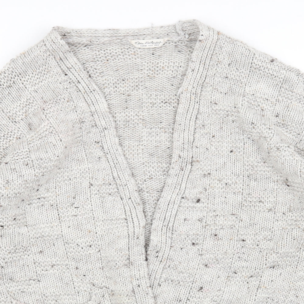 Miss Selfridge Womens Grey V-Neck Acrylic Cardigan Jumper Size 12