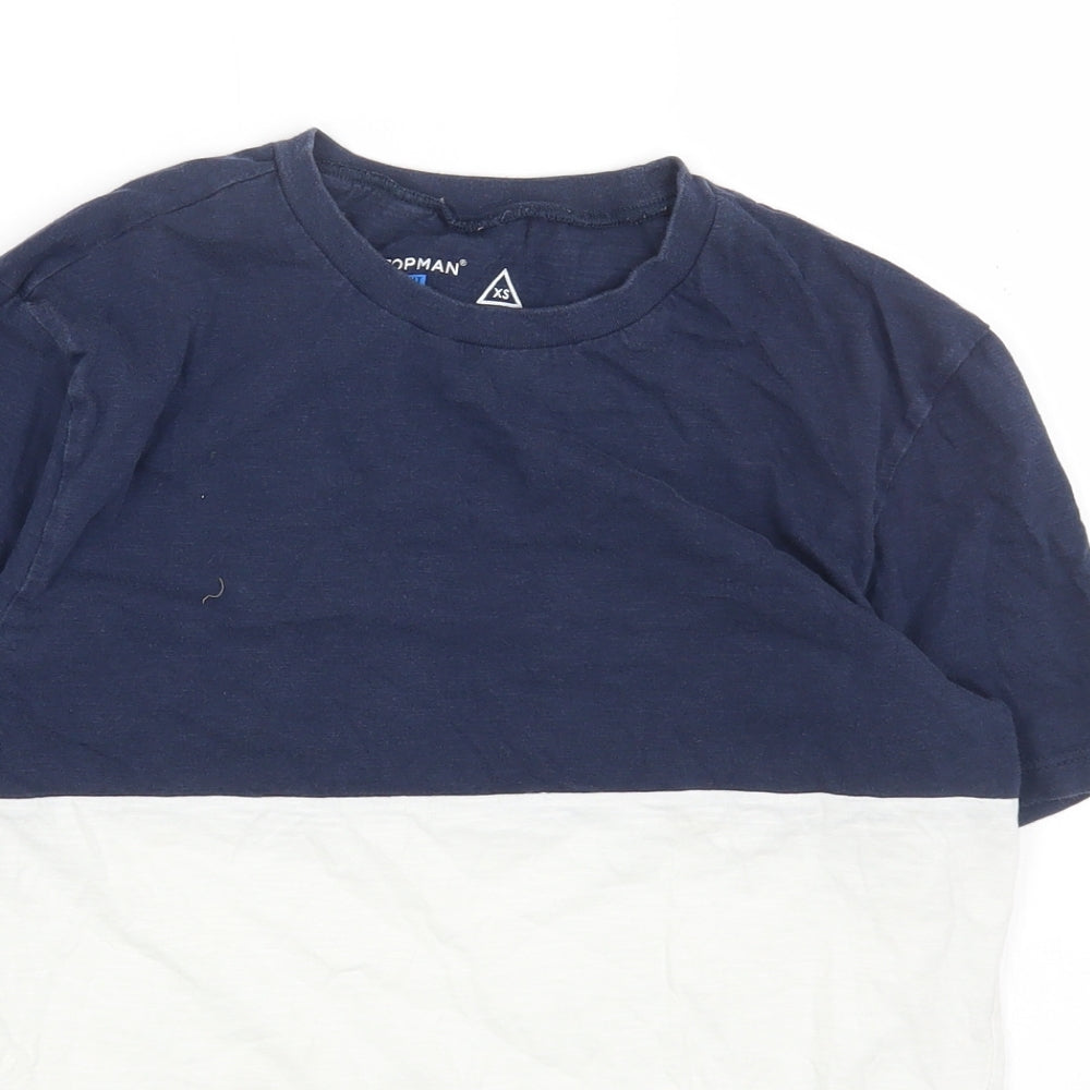 Topman Mens Multicoloured Colourblock Cotton T-Shirt Size XS Round Neck