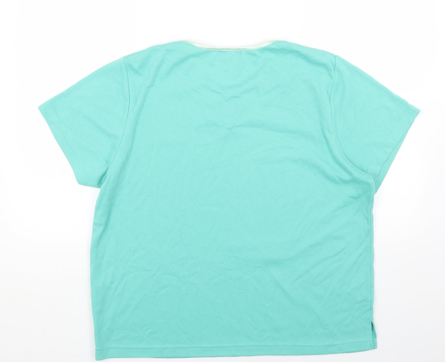Fay Louise Womens Green Cotton Basic T-Shirt Size XL Round Neck