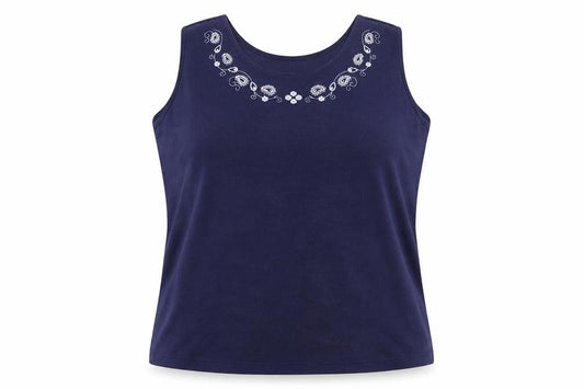 Bonmarché Womens Blue Polyester Basic Tank Size XL Round Neck - Ribbed