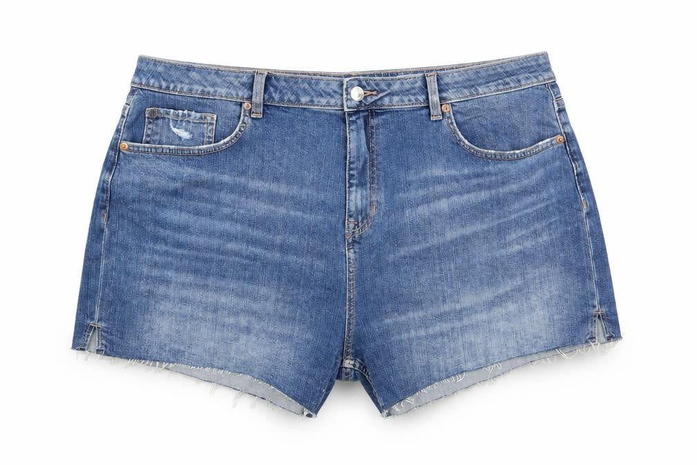 Marks & Spencer Womens Blue Cotton Cut-Off Shorts Size 22 Regular Button