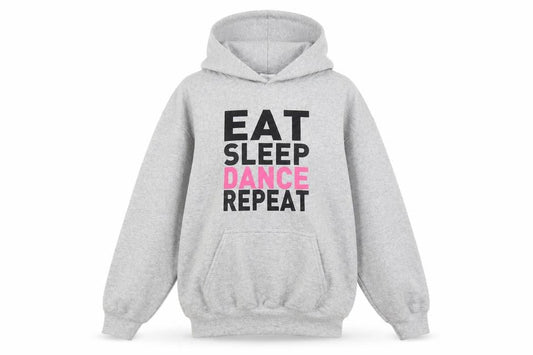 Womens Grey Cotton Pullover Hoodie Size M Pullover - Eat Sleep Dance Repeat