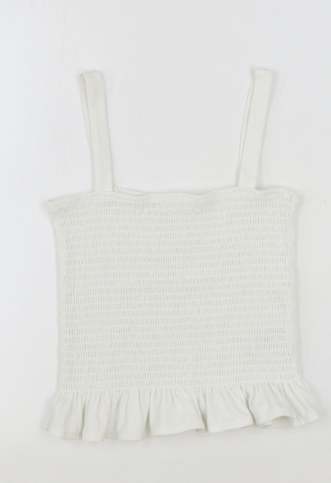 H&M Womens White Viscose Basic Tank Size S Square Neck