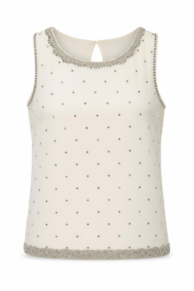 Savida Womens Ivory Polyester Basic Tank Size 12 Boat Neck