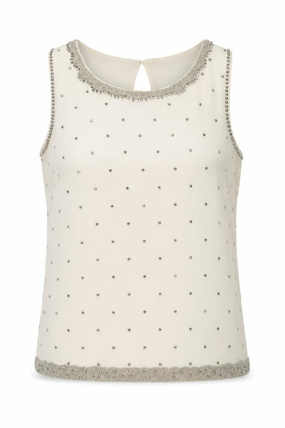 Savida Womens Ivory Polyester Basic Tank Size 12 Boat Neck