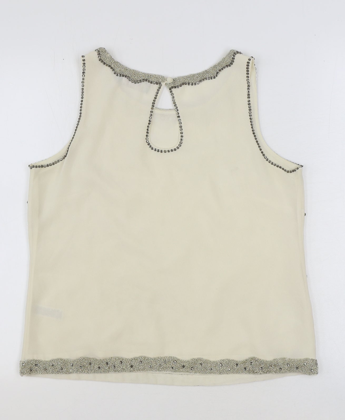 Savida Womens Ivory Polyester Basic Tank Size 12 Boat Neck