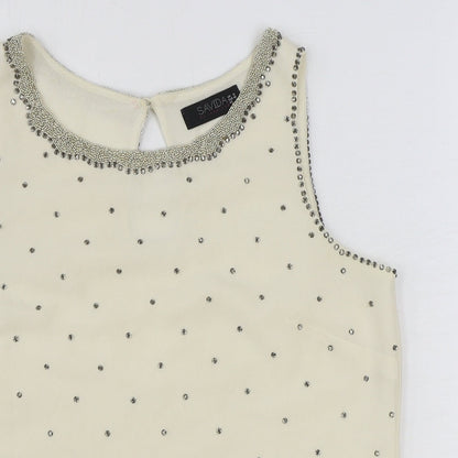 Savida Womens Ivory Polyester Basic Tank Size 12 Boat Neck