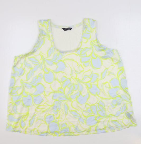 Marks and Spencer Womens Multicoloured Geometric Polyester Basic Tank Size 22 Scoop Neck