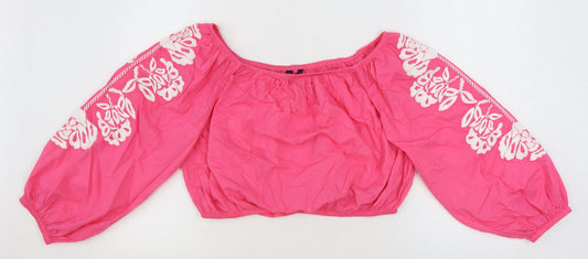 Marks and Spencer Womens Pink 100% Cotton Basic Blouse Size 18 Scoop Neck