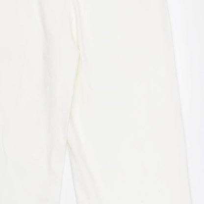 Preloved Bershka Womens White Cotton Trousers Size 36 in Regular Zip - Label