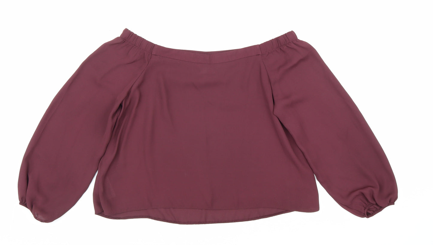 New Look Womens Red Polyester Basic Blouse Size 8 Off the Shoulder - Bardot