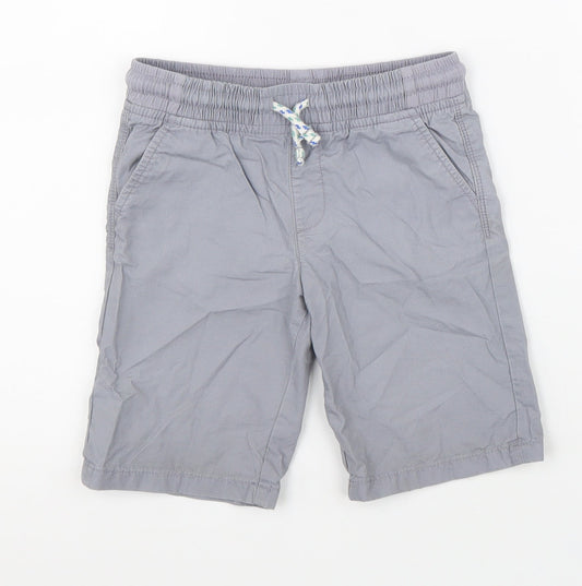 Marks and Spencer Boys Grey 100% Cotton Bermuda Shorts Size 5-6 Years Regular Drawstring