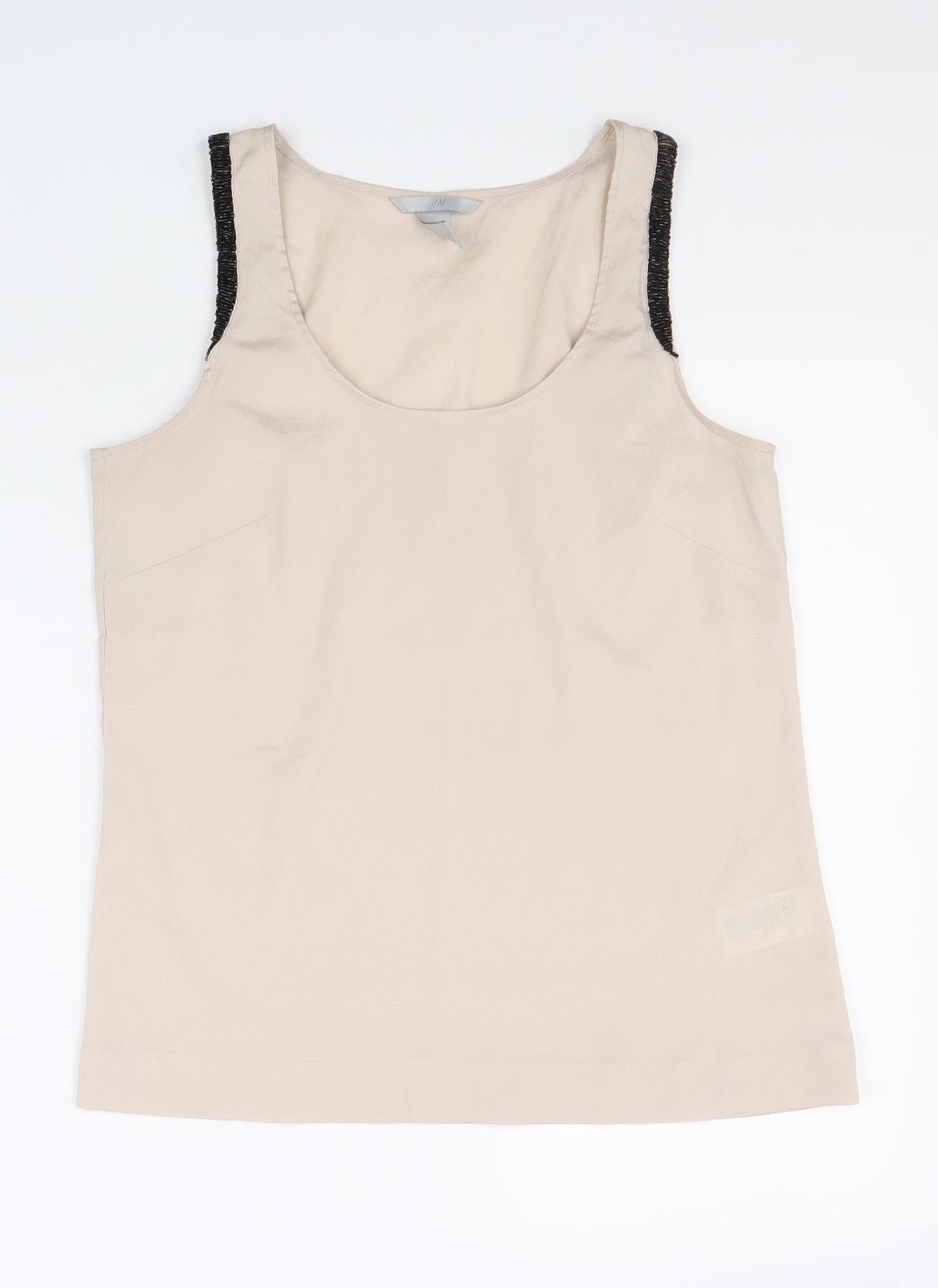 H&M Womens Beige Polyester Basic Tank Size 34 Scoop Neck