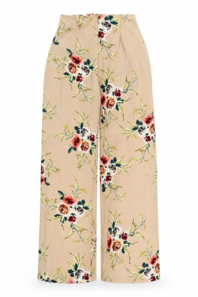 LOVE&OTHER THINGS Womens Beige Geometric Polyester Trousers Size S Regular