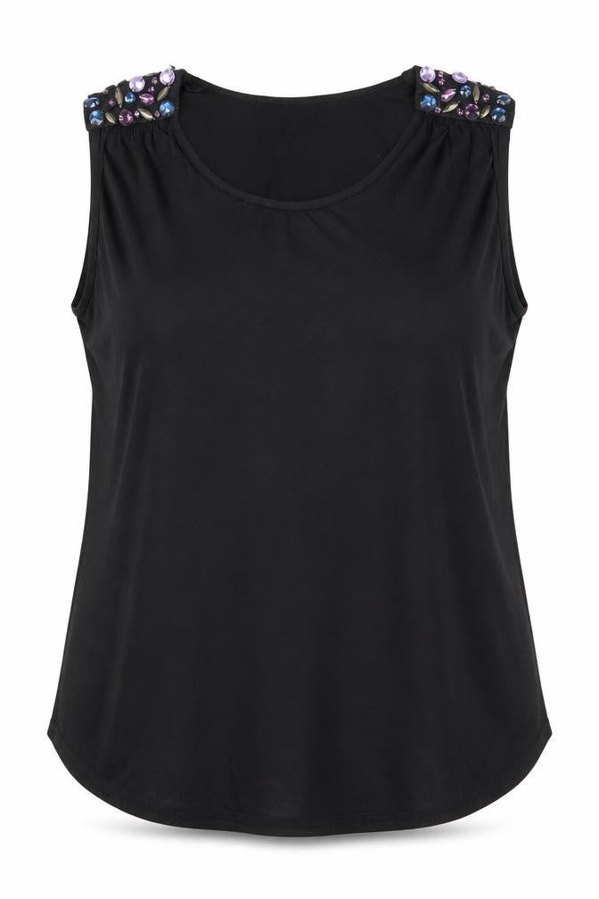 George Womens Black Herringbone Viscose Basic Blouse Size 16 Boat Neck