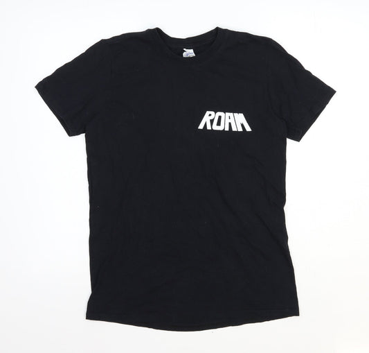 Gildan Mens Black Polyester T-Shirt Size M Round Neck