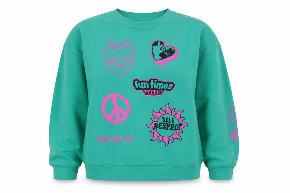 H&M Womens Green Cotton Pullover Sweatshirt Size XS Pullover - Fun Times Ahead