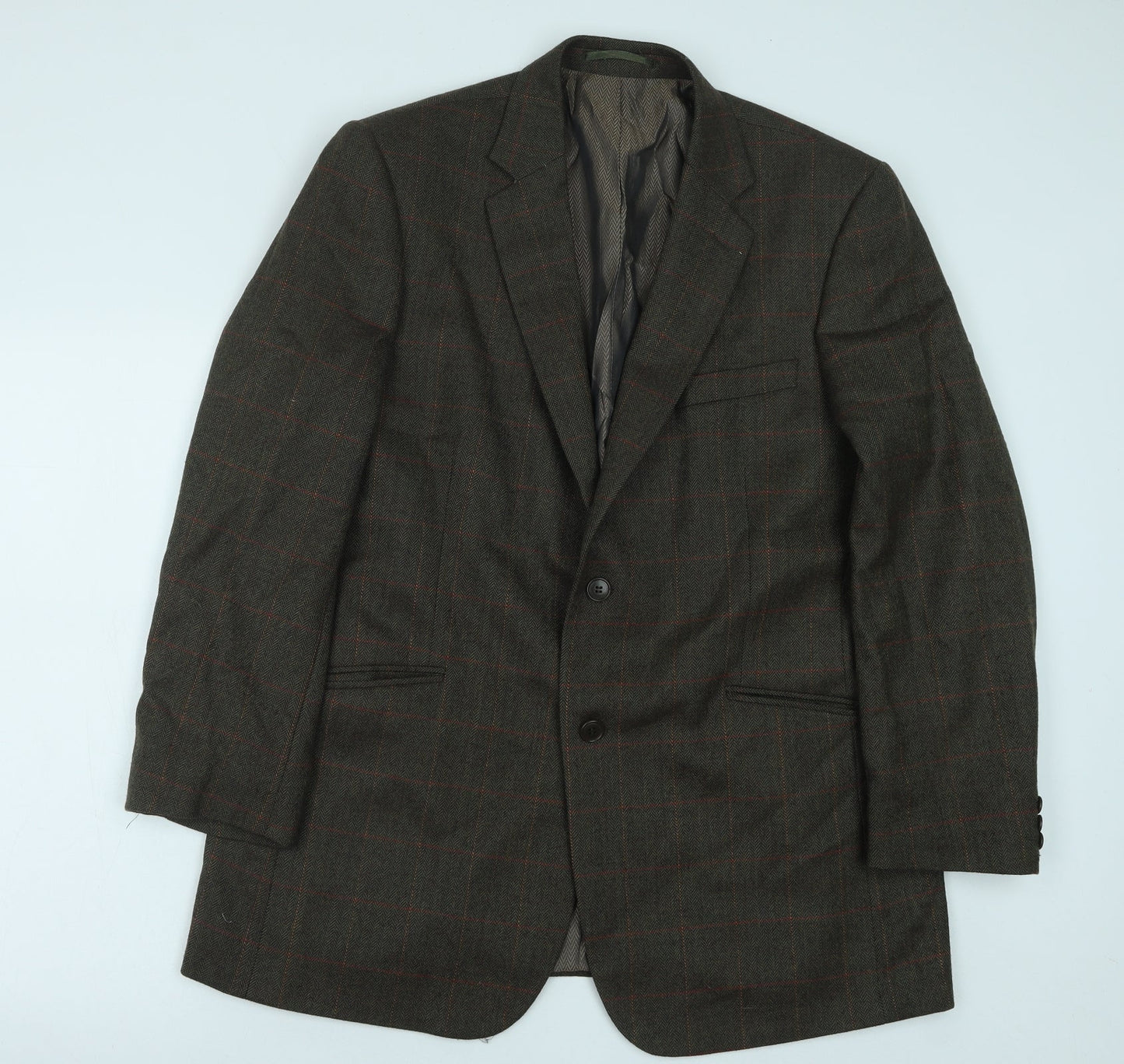 Preworn Mens Green Polyester Jacket Suit Jacket Size 42