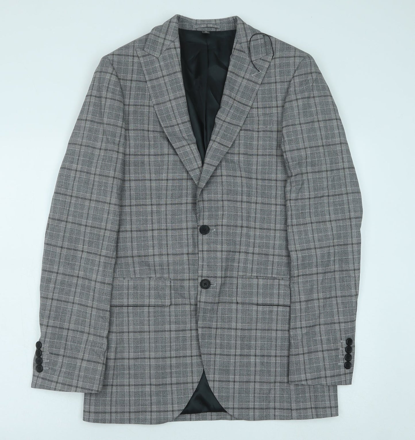 Marks and Spencer Mens Grey Geometric Polyester Jacket Suit Jacket Size 36