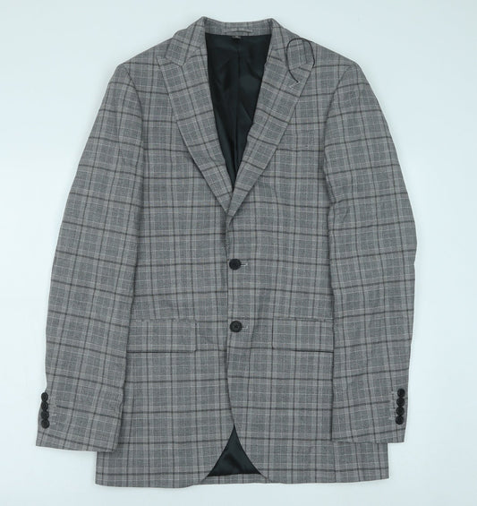 Marks and Spencer Mens Grey Geometric Polyester Jacket Suit Jacket Size 36