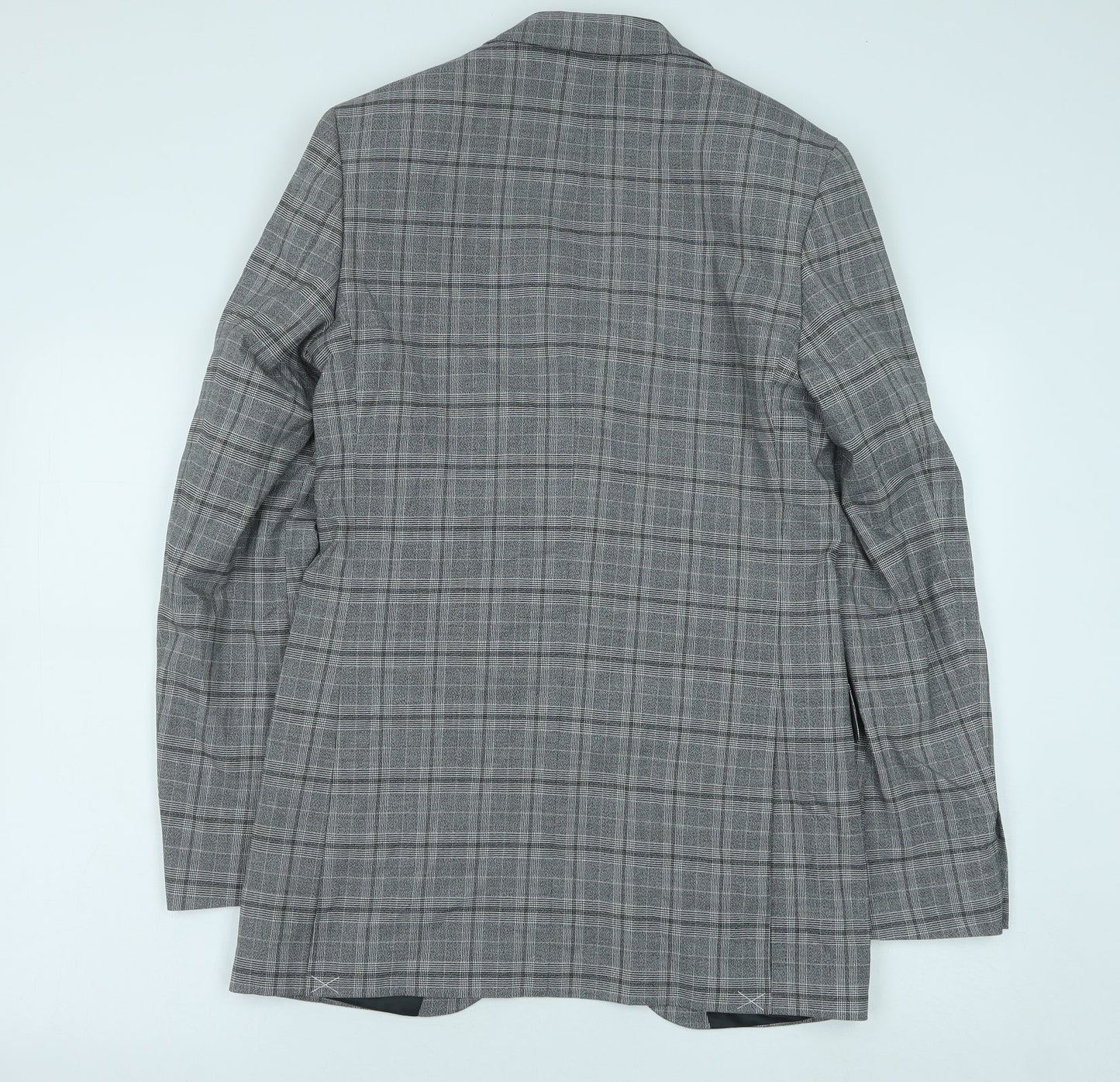 Marks and Spencer Mens Grey Geometric Polyester Jacket Suit Jacket Size 36