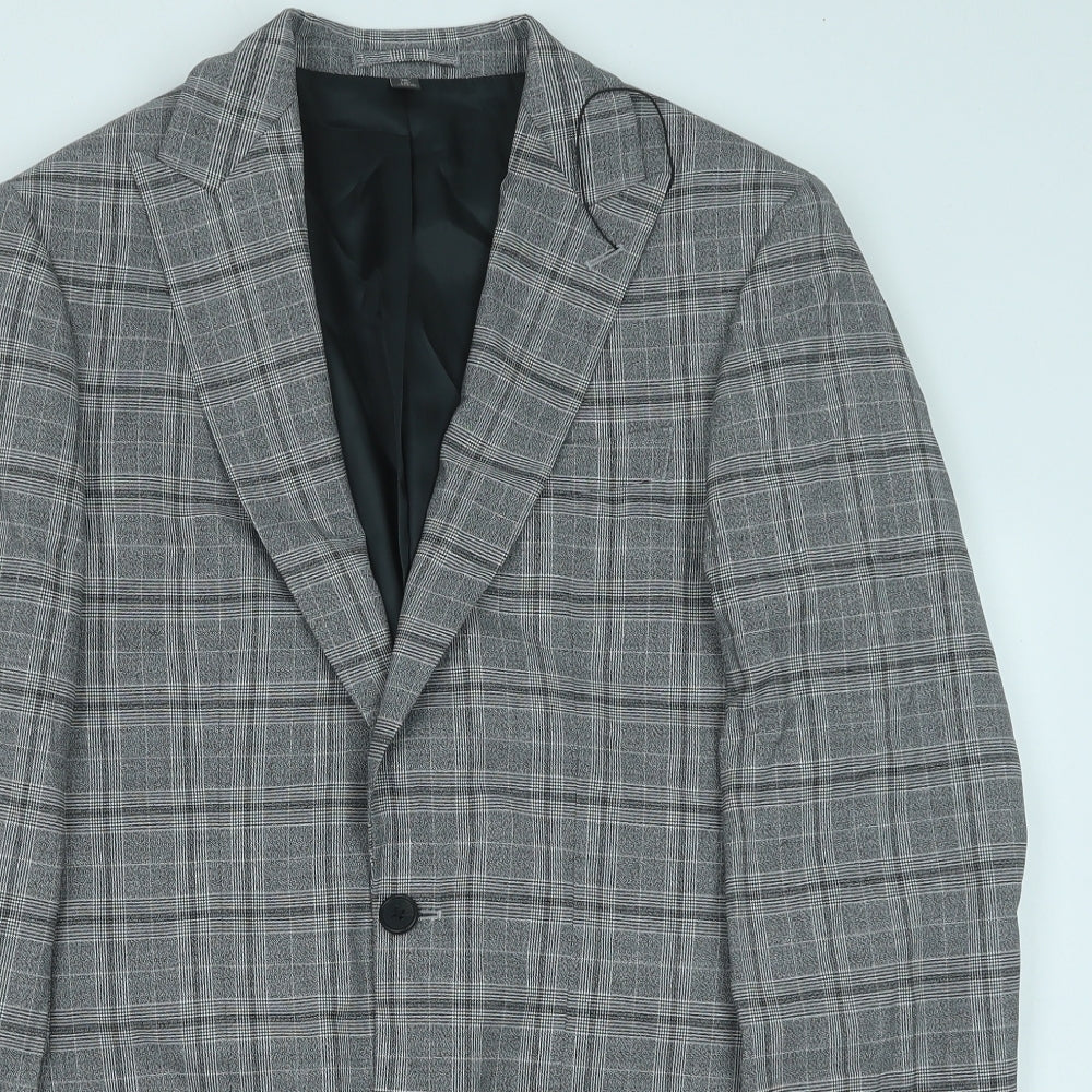 Marks and Spencer Mens Grey Geometric Polyester Jacket Suit Jacket Size 36