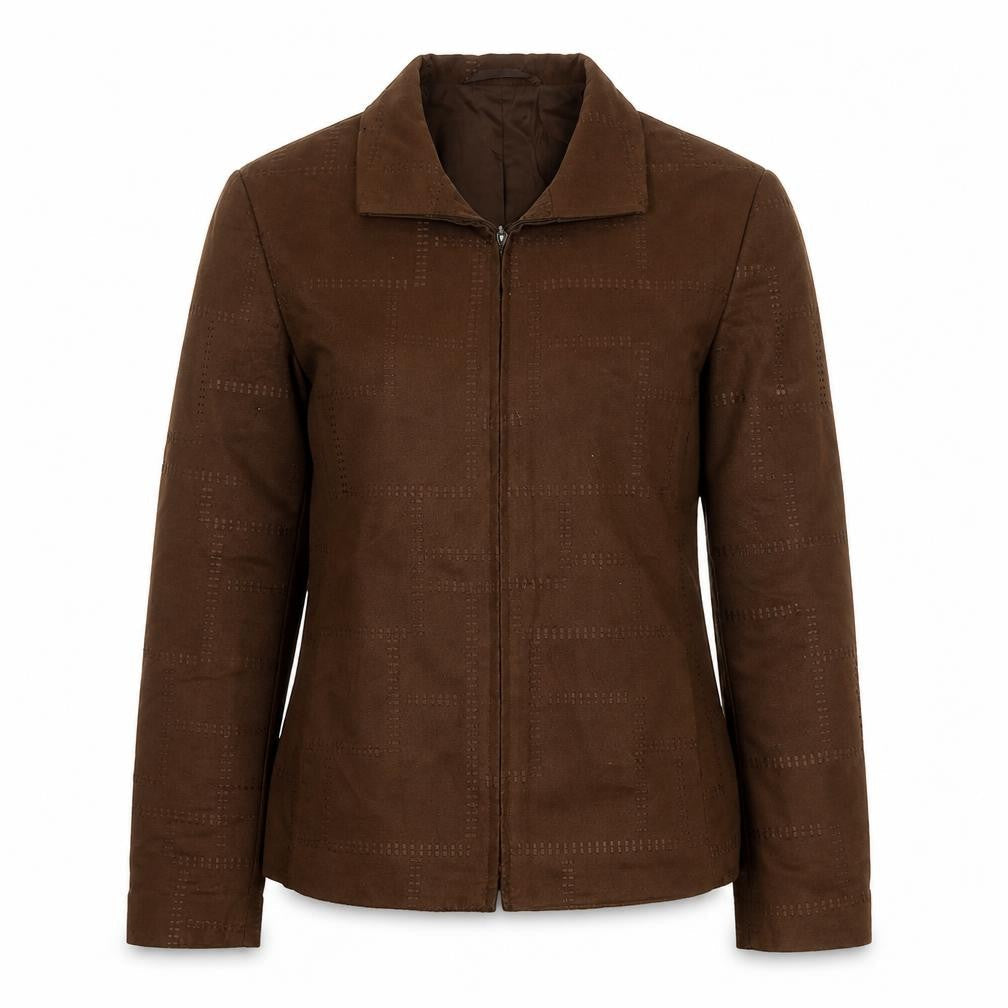 Gary Webber Womens Brown Geometric Jacket Size 10 Zip