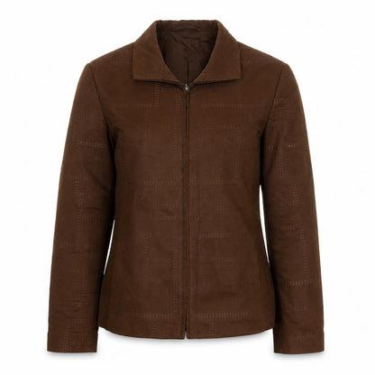 Gary Webber Womens Brown Geometric Jacket Size 10 Zip